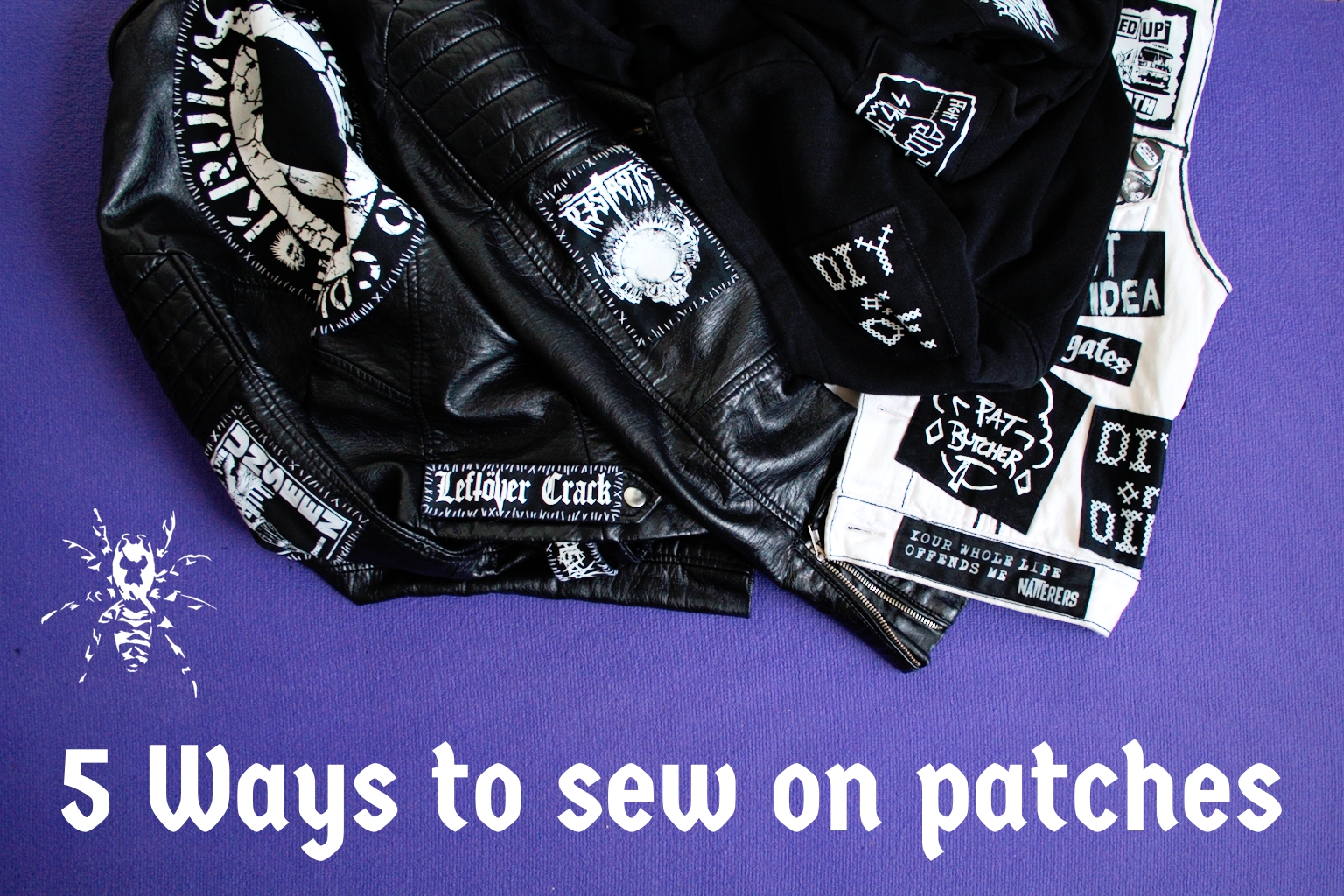 5 ways to sew on patches - Zebraspider Anti-Fashion - as dark, eco